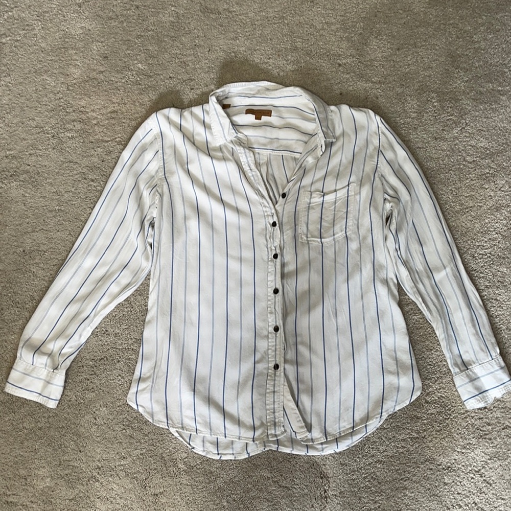 White and blue button down